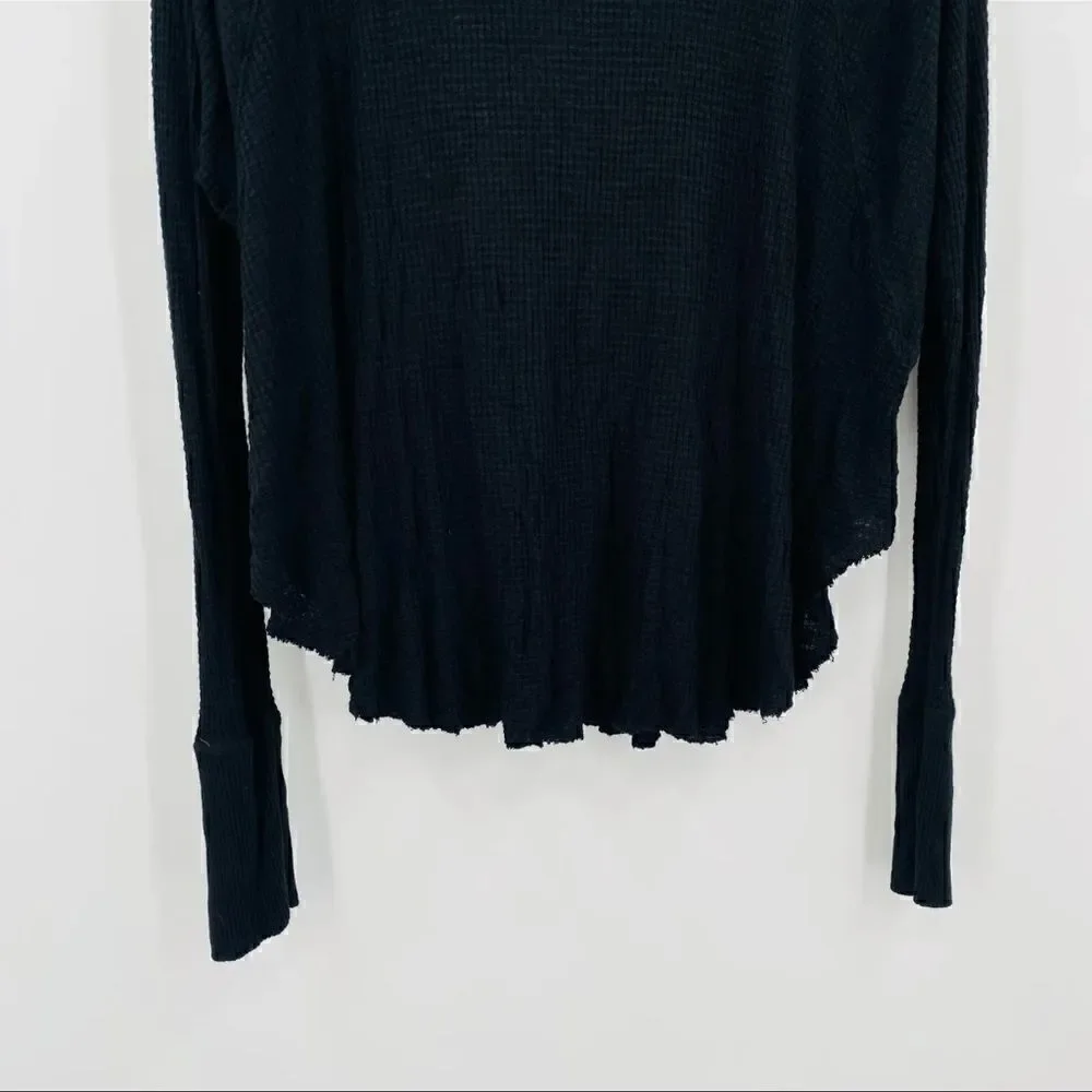 Free People Spring Valley Lace Waffle Knit Thermal Boho Top